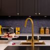 flöde korsa | Traditional Cruciform Style 3 in 1 Instant Boiling Tap | White Ceramic Levers | Brushed Gold Finish