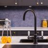 flöde korsa | Traditional Cruciform Style 3 in 1 Instant Boiling Tap | White Ceramic Levers | Matt Black Finish