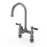 flöde klas | Traditional Bridge Style 3 in 1 Instant Boiling Tap | Black Ceramic Levers | Polished Chrome Finish