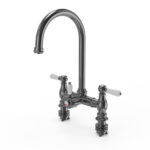 flöde klas | Traditional Bridge Style 3 in 1 Instant Boiling Tap | White Ceramic Levers | Gun Metal Finish