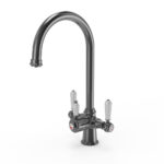 flöde korsa | Traditional Cruciform Style 3 in 1 Instant Boiling Tap | White Ceramic Levers | Gun Metal Finish