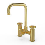 flöde kraft | Industrial Bridge Style 3 in 1 Instant Boiling Tap | Brushed Brass Finish