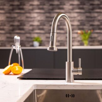 flöde Runda | Kitchen Sink Mixer with Pull out Spray | Brushed Steel | Round Head