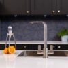 flöde Paddla | Dual Lever Kitchen Tap | Swan Neck Design | Brushed Steel
