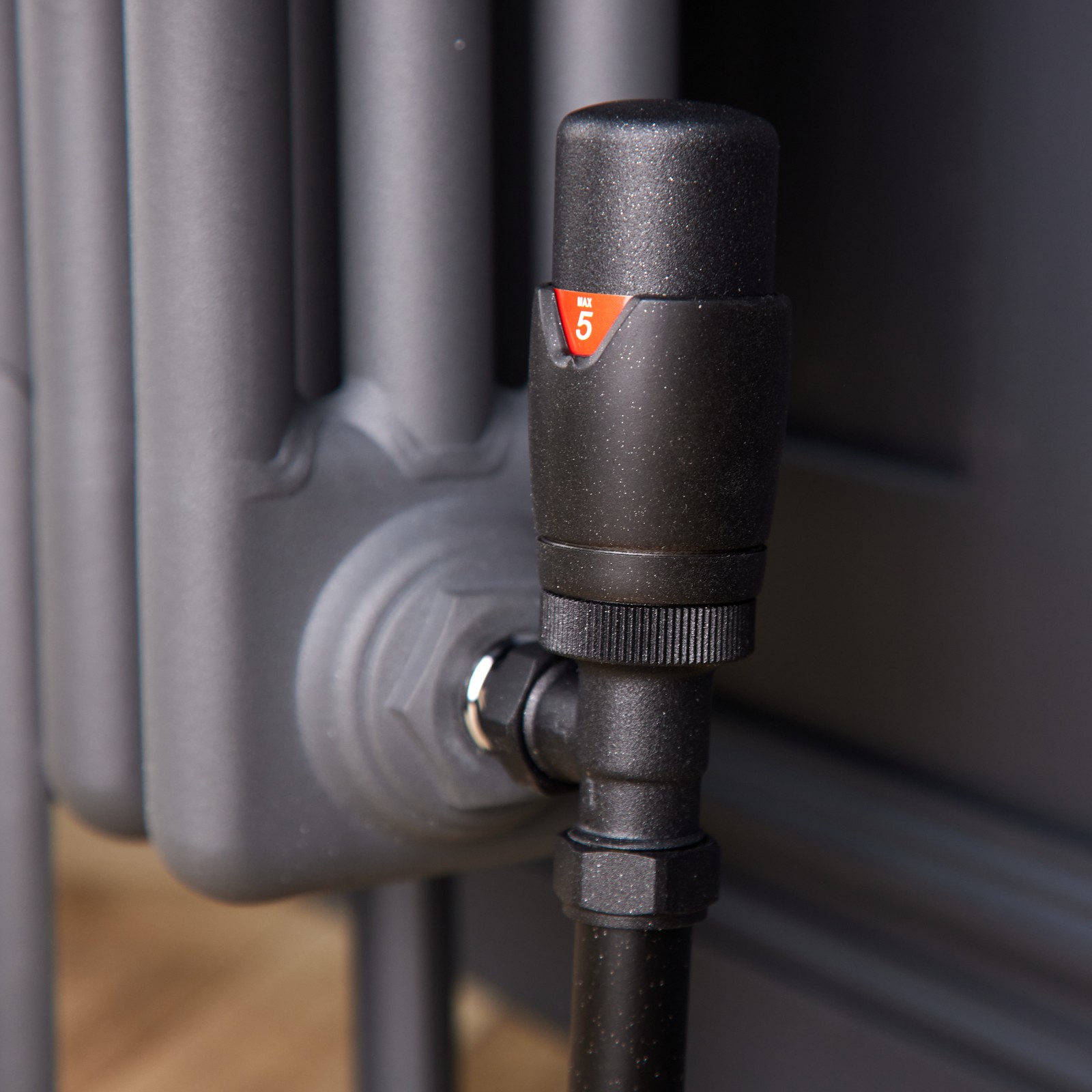 Anthracite Angled Thermostatic Radiator Valve Pack 3