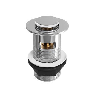 Push Button Click-Clack Basin Waste, Brass Top - Slotted - Chrome Finish
