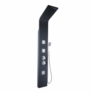 Lulia | Thermostatic Shower Panel | 3 Inset Body Jets | Black