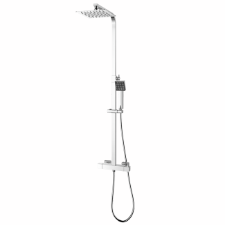 Kiruna | Square Style Thermostatic Shower Kit | Thin Style Stainless Steel Square Shower Head | Chrome