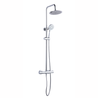Gavie Round Style Thermostatic Shower Kit | Thin Style Stainless Steel Round Shower Head | Chrome