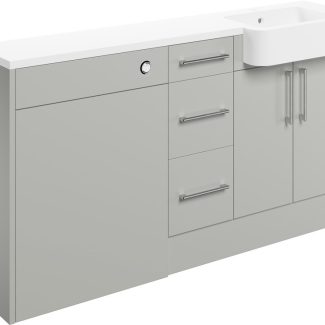 Juni 1542mm Basin  WC & 3 Drawer Unit Pack (RH) - Light Grey Gloss