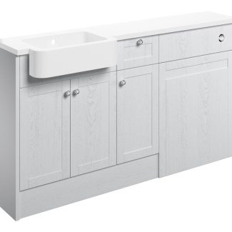 Vera 1542mm Basin  WC & 1 Drawer  1 Door Unit Pack (LH) - Satin White Ash