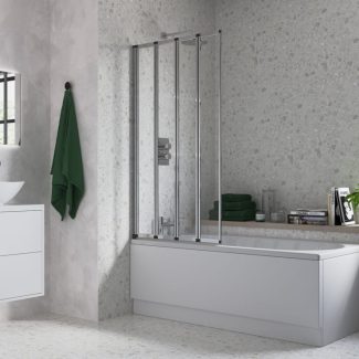 Framed Four Fold Bath Screen - Chrome