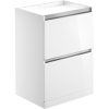 Malte 600mm 2 Drawer Floor Standing Basin Unit (No Top) - White Gloss