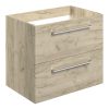 Meja 590mm Wall Hung 2 Drawer Basin Unit (No Top) - Oak