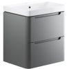 Olle 600mm 2 Drawer Wall Hung Basin Unit - Matt Grey