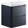 Olle 600mm 2 Drawer Wall Hung Basin Unit - Matt Indigo