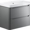 Olle 800mm 2 Drawer Wall Hung Basin Unit - Matt Grey