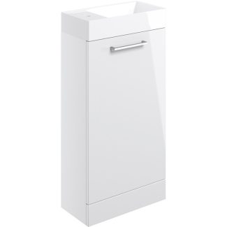 Meja 410mm Floor Standing 1 Door Basin Unit & Basin - White Gloss
