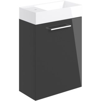 Meja 410mm Wall Hung 1 Door Basin Unit & Basin - Anthracite Gloss