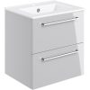 Meja 510mm Wall Hung 2 Drawer Basin Unit & Basin - Grey Gloss