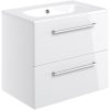 Meja 610mm Wall Hung 2 Drawer Basin Unit & Basin - White Gloss
