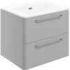 Elton 610mm 2 Drawer Wall Unit & Basin - Grey Gloss