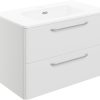 Elton 810mm 2 Drawer Wall Unit & Basin - White Gloss