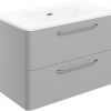 Elton 810mm 2 Drawer Wall Unit & Basin - Grey Gloss