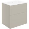 Gabriel 610mm Wall Hung 2 Drawer Basin Unit & Basin - Matt Latte