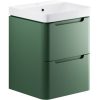 Olle 500mm 2 Drawer Wall Hung Cloakroom Basin Unit - Matt Sage Green