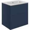 Gabriel 610mm Wall Hung 2 Drawer Basin Unit & Basin - Matt Deep Blue