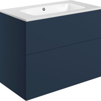 Gabriel 815mm Wall Hung 2 Drawer Basin Unit & Basin - Matt Deep Blue