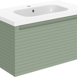 Molly 815mm Wall Hung 1 Drawer Basin Unit & Basin - Matt Willow Green
