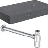 Ellen 800mm Wall Hung Grey Marble Basin Shelf & Chrome Bottle Trap