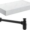 Ellen 800mm Wall Hung White Marble Basin Shelf & Black Bottle Trap