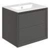 Ebbe 615mm Wall Hung 2 Drawer Basin Unit & Basin - Matt Clay