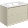 Ebbe 815mm Wall Hung 2 Drawer Basin Unit & Basin - Matt Cotton