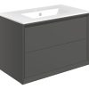 Ebbe 815mm Wall Hung 2 Drawer Basin Unit & Basin - Matt Clay