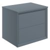 Ebbe 600mm Wall Hung 2 Drawer Basin Unit & Top - Matt Storm Blue