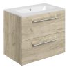 Meja 610mm Wall Hung 2 Drawer Basin Unit & Basin - Oak