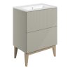 Louie 615mm Floor Standing 2 Drawer Basin Unit & Basin - Matt Oat