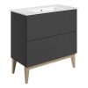 Louie 815mm Floor Standing 2 Drawer Basin Unit & Basin - Matt Graphite Grey