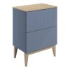 Louie 610mm Floor Standing 2 Drawer Basin Unit & Maple Oak Effect Worktop - Matt Smoke Blue