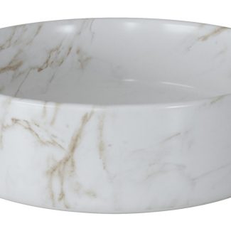 Evert 355mm Ceramic Round Washbowl & Waste - Marble Effect