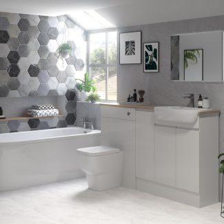 Hedda 2400mm Plinth - Pearl Grey Gloss