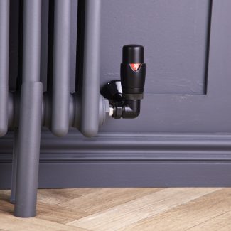 Corner Round Manual Radiator Valve Pack | 15mm x 1/2″ | Satin Black