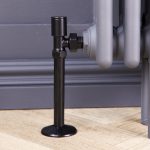 Angled Round Manual Radiator Valve Pack | 15mm x 1/2″ | Satin Black
