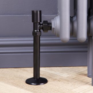 Angled Round Manual Radiator Valve Pack | 15mm x 1/2″ | Satin Black