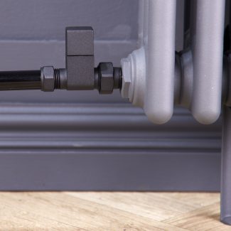Straight Square Manual Radiator Valve Pack | 15mm x 1/2″ | Matt Black