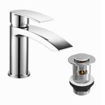 Falun | Mono Basin Mixer Tap | Chrome | with Slotted Push Button Click-Clack Basin Waste